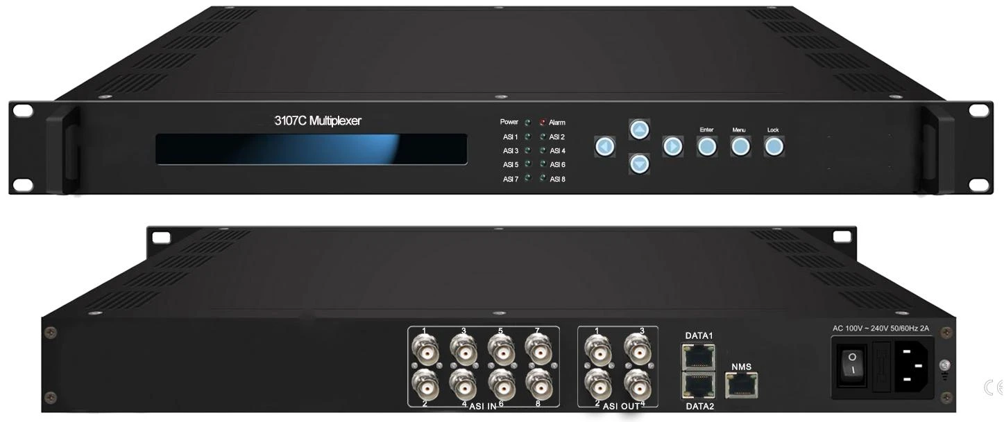8 ASI input Multiplexer tv broadcasting equipment